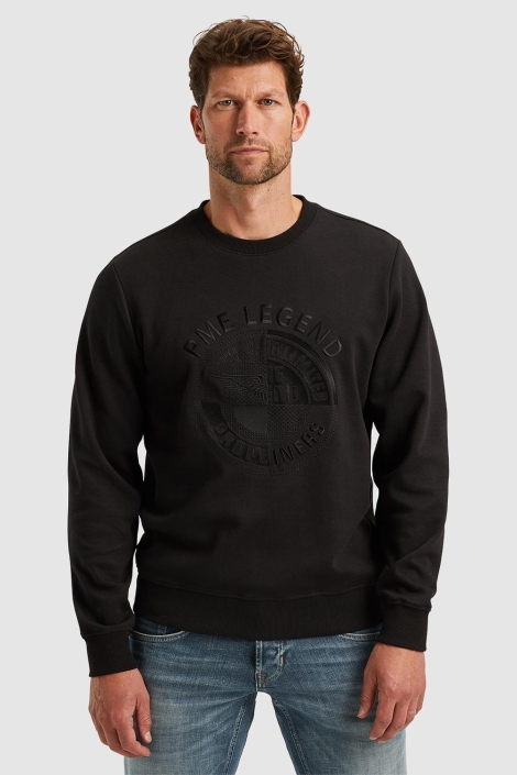 PME legend zwarte heren sweater | Model vooraanzicht
