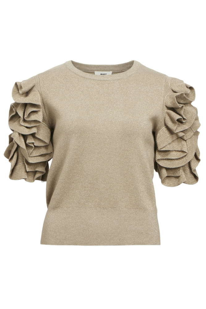 Object taupe dames trui | Vooraanzicht