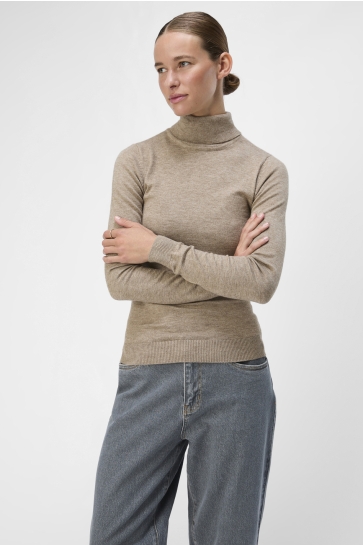 Object Trui OBJTHESS L/S ROLLNECK KNIT PULLOVER 23033228 Desert Taupe/Melange