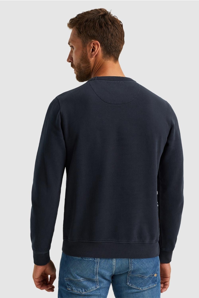 PME legend blauwe heren sweater | Model achteraanzicht