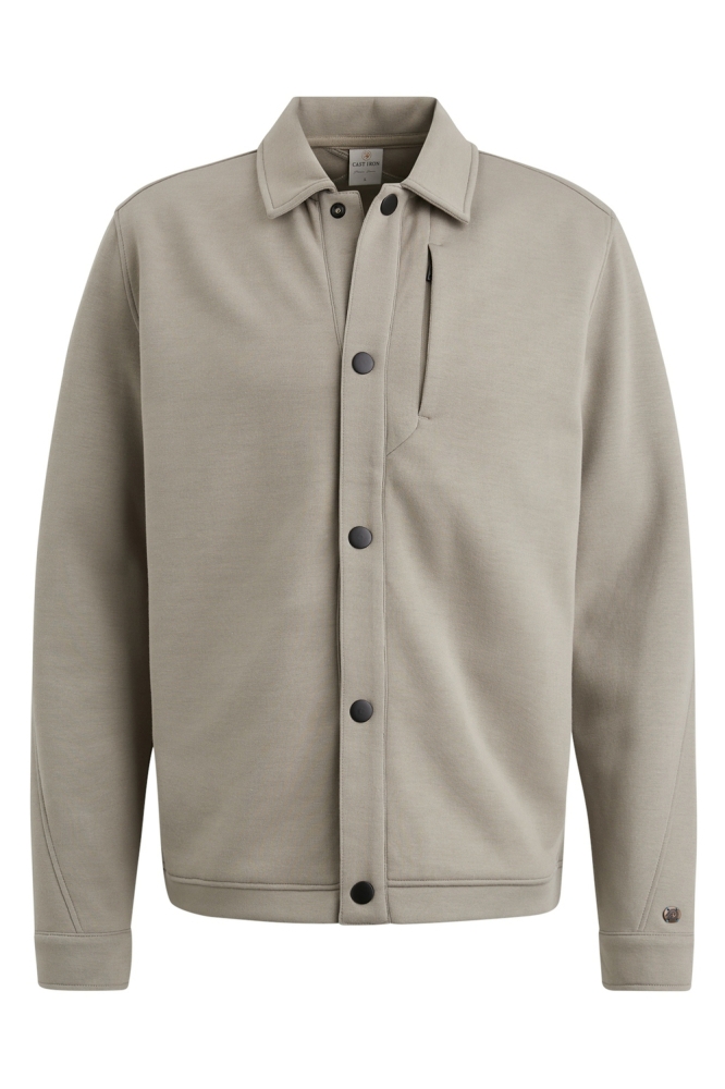 Cast Iron taupe heren overhemd | Vooraanzicht