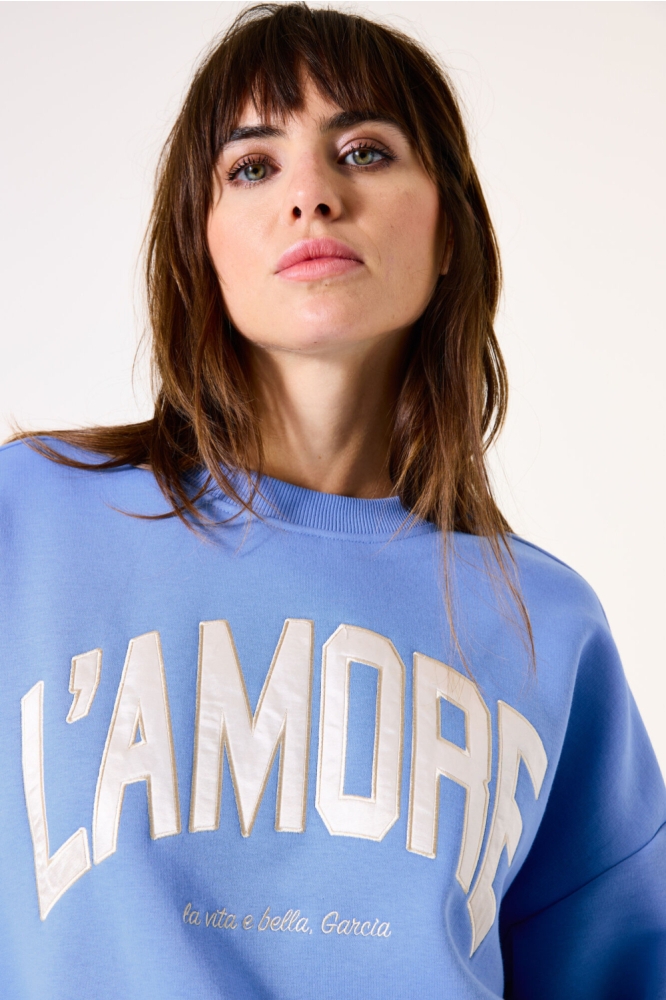 Garcia blauwe dames sweater | Close up