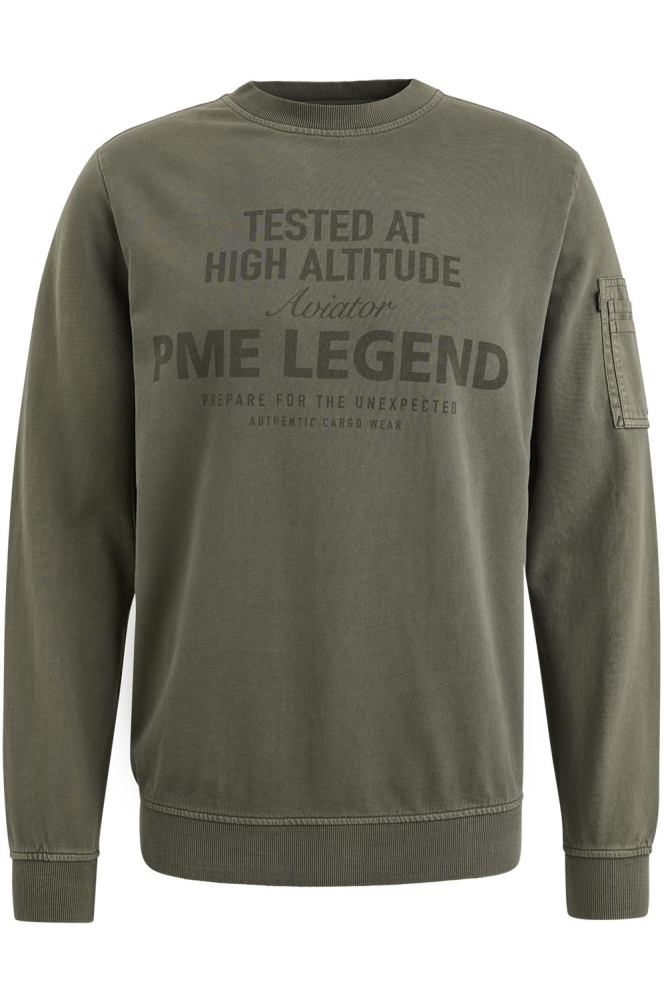 PME legend groene heren sweater | Vooraanzicht