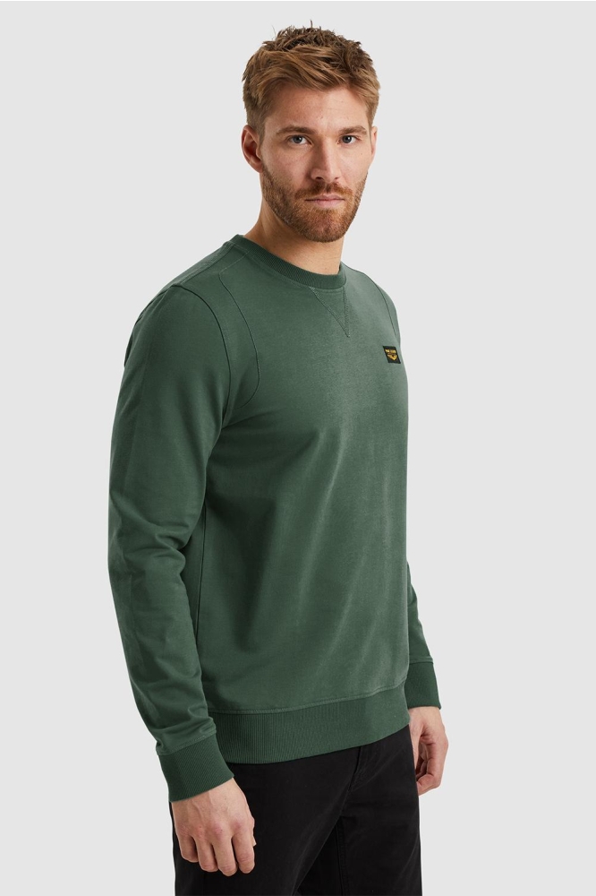 PME legend groene heren sweater | Model zijaanzicht