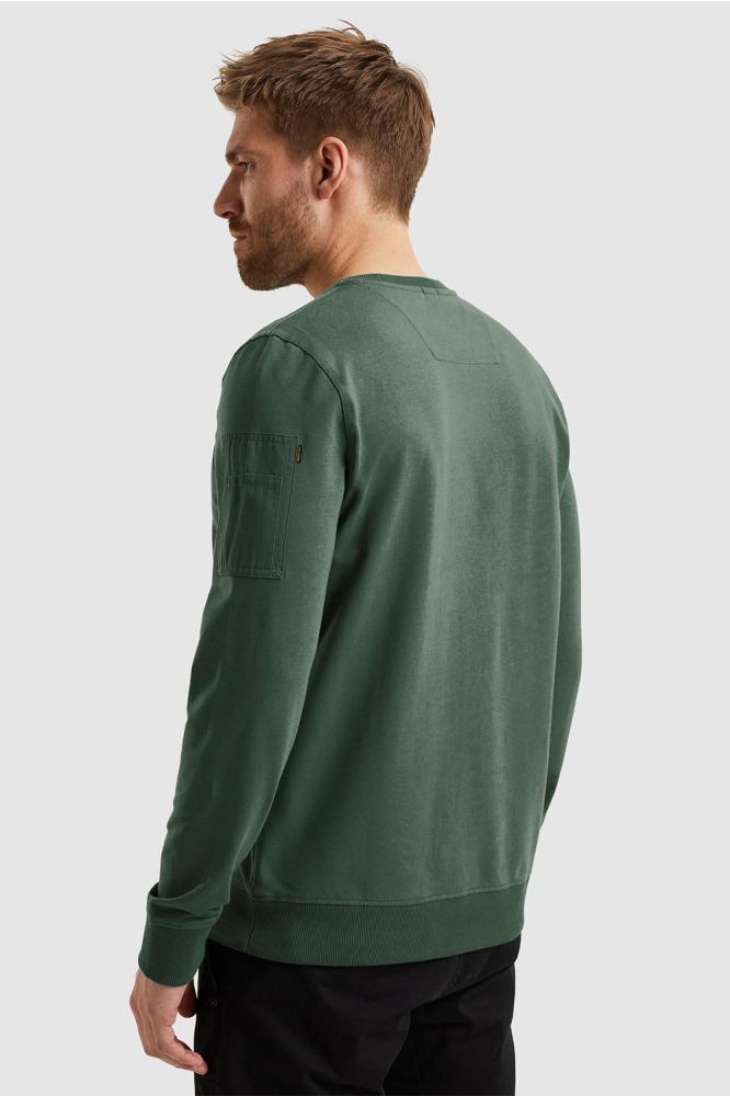 PME legend groene heren sweater | Model achteraanzicht