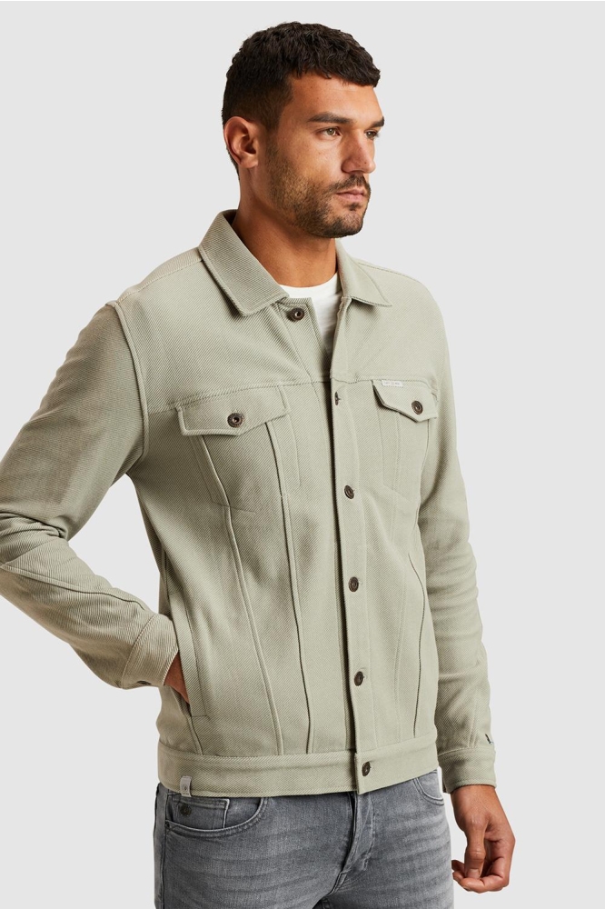 Cast Iron groene heren overhemd | Model zijaanzicht