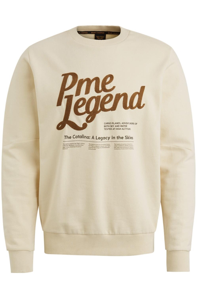 PME legend beige heren sweater | Vooraanzicht