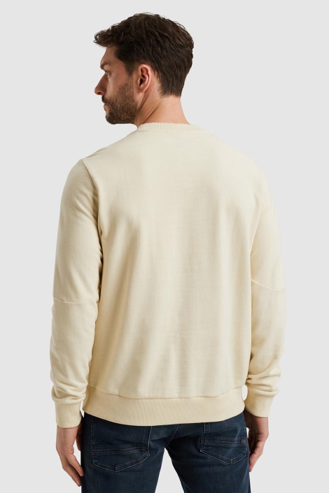 PME legend beige heren sweater | Model achteraanzicht