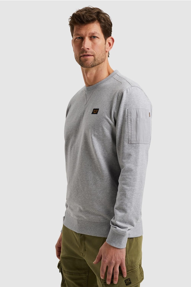 PME legend grijze heren sweater | Model zijaanzicht