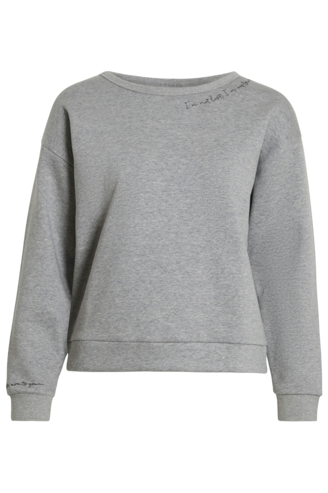 Vila grijze dames sweater | Vooraanzicht
