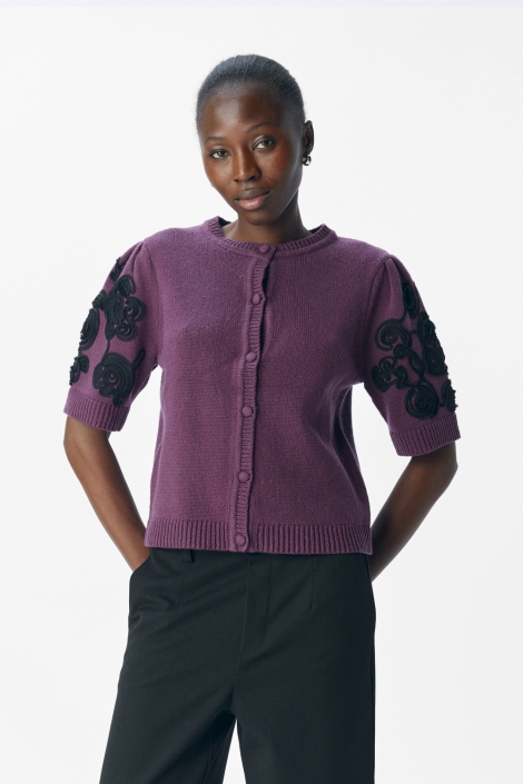 Object bordeaux dames vest | Model vooraanzicht