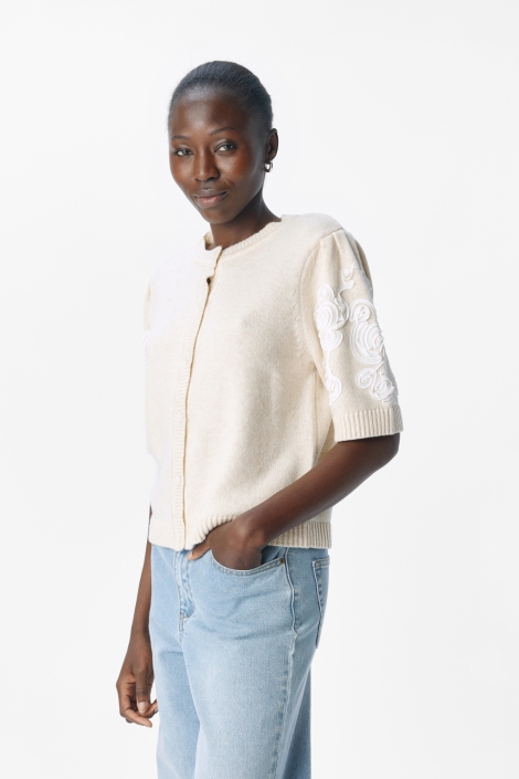 Object beige dames vest | Model vooraanzicht