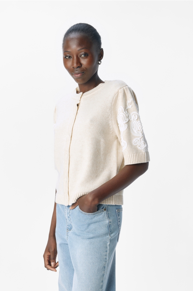 Object beige dames vest | Model vooraanzicht