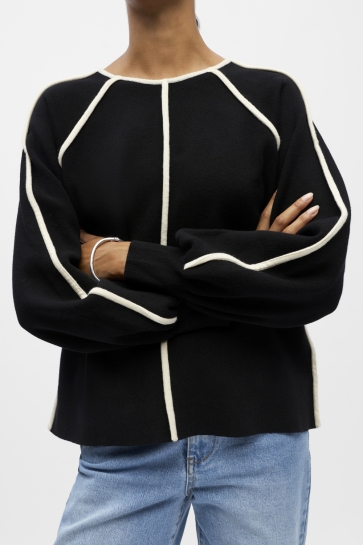 Object OBJREYNARD LS LO CONTRAST PULLOVER 23047466 Black/Sandshell