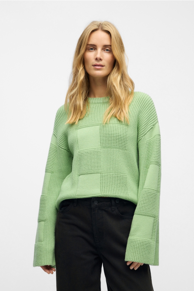 Object groene dames trui | Model vooraanzicht