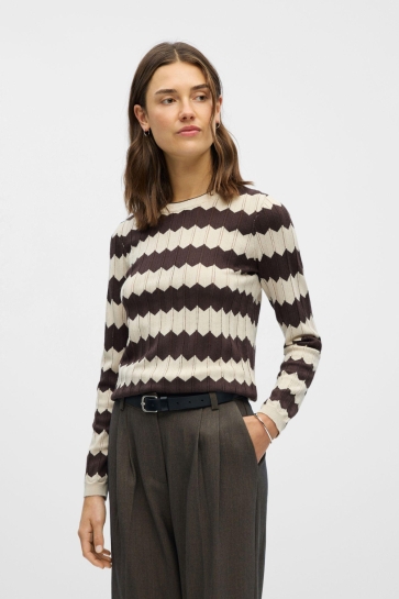 Object Trui OBJEBBA L/S RE KNIT PULLOVER NOOS 23045708 Sandshell/Seal brown