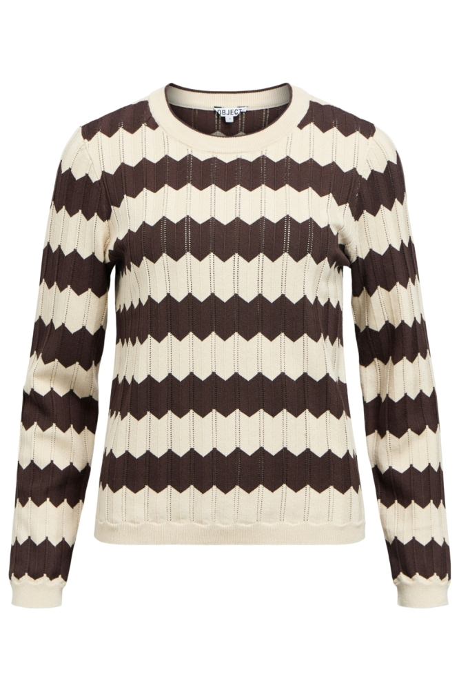 Object beige dames trui | Vooraanzicht