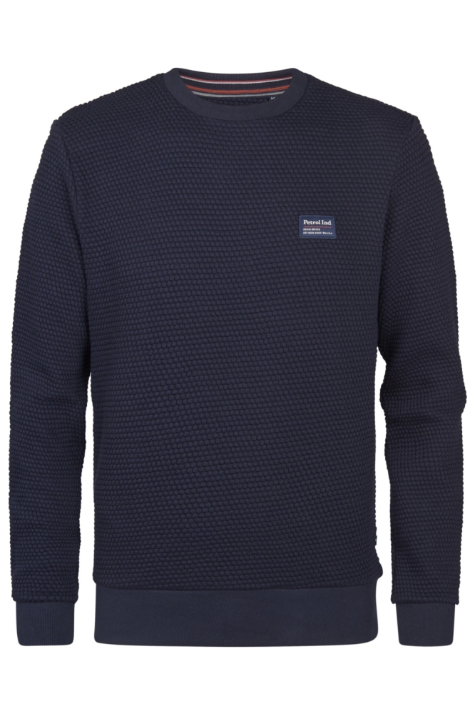 Petrol Industries blauwe heren trui | Vooraanzicht