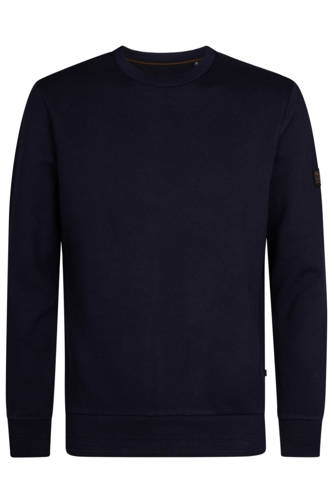 Petrol Industries blauwe heren trui | Vooraanzicht