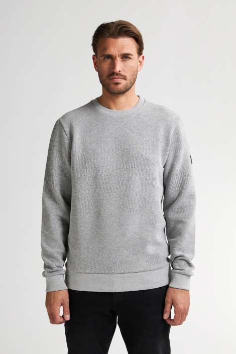 Petrol Industries grijze heren trui | Model vooraanzicht