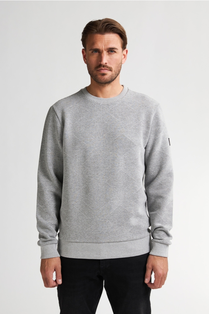 Petrol Industries grijze heren trui | Model vooraanzicht