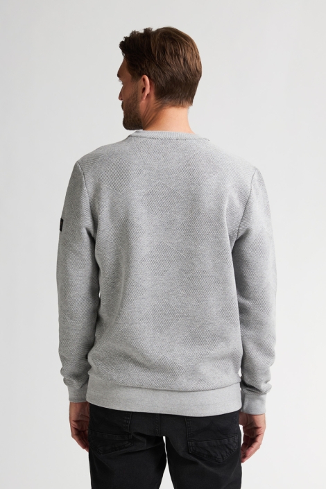 Petrol Industries grijze heren trui | Model achteraanzicht