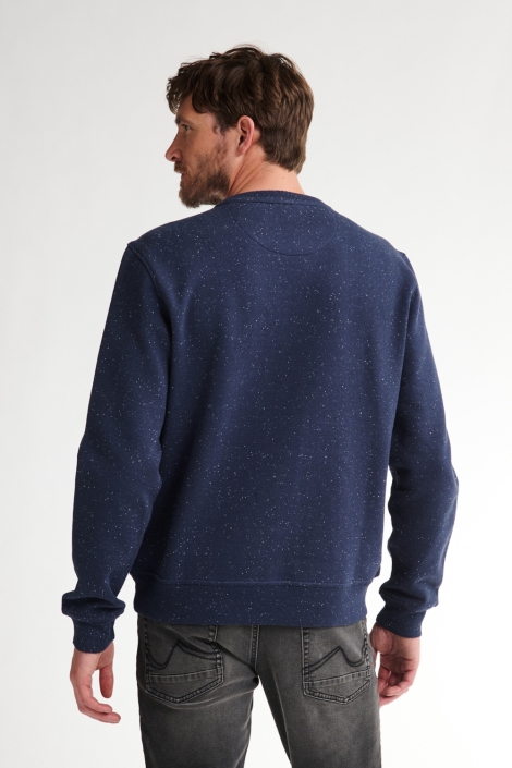 Petrol Industries blauwe heren sweater | Model achteraanzicht