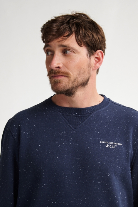 Petrol Industries blauwe heren sweater | Close up