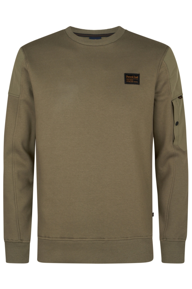Petrol Industries groene heren sweater | Vooraanzicht
