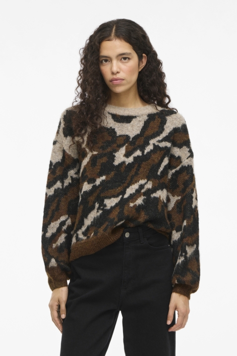 Vila beige dames trui | Model vooraanzicht