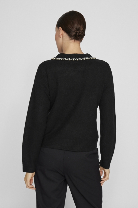 Vila zwarte dames trui | Model achteraanzicht