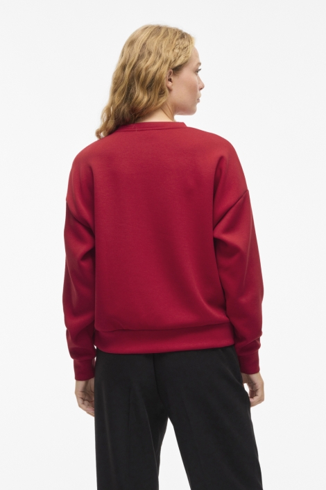 Vila rode dames sweater | Model achteraanzicht
