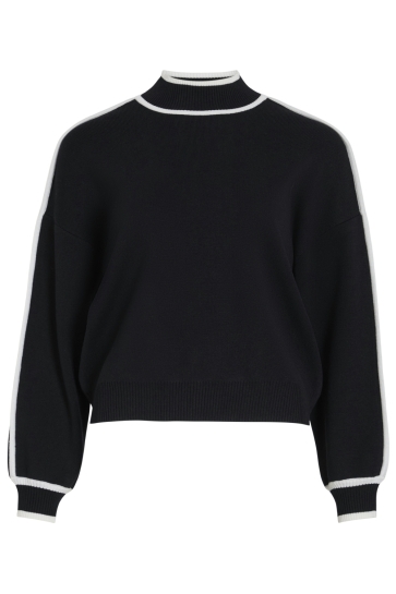 Vila Trui VILOCA HIGH NECK STRIPE KNIT TOP 14110918 BLACK BEAUTY/WHITE LINE