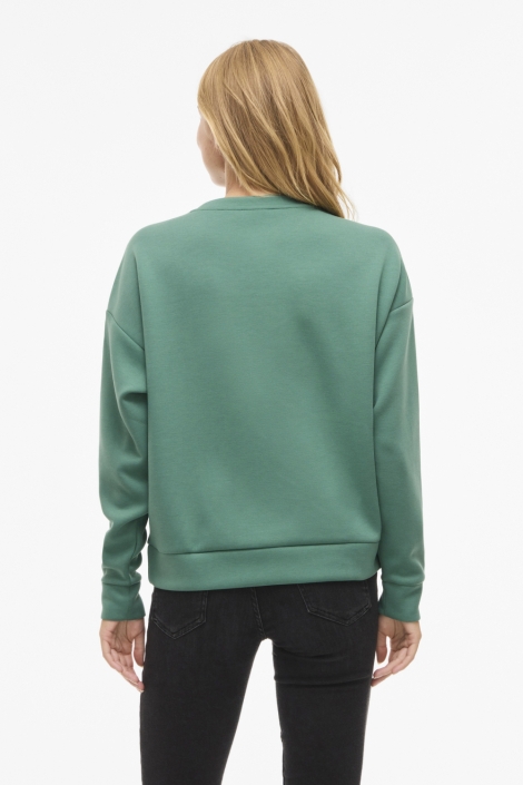 Vila groene dames sweater | Model achteraanzicht