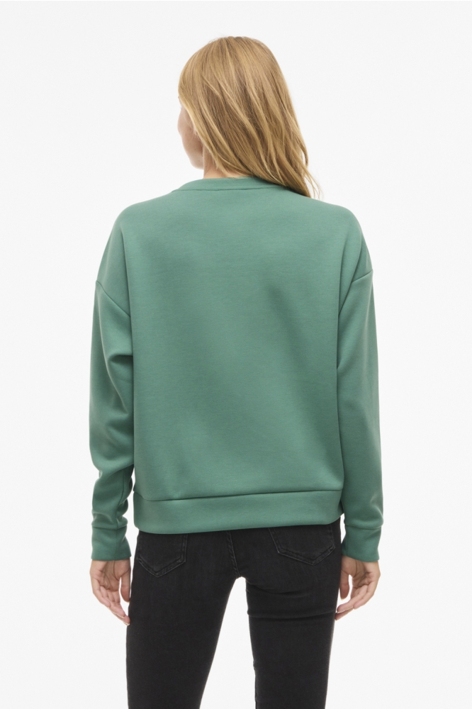 Vila groene dames sweater | Model achteraanzicht