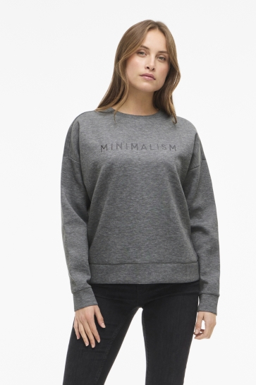 Vila VIREFLECT EMB MINIMALISM L/S SWEAT 14111417 MEDIUM GREY MELANGE
