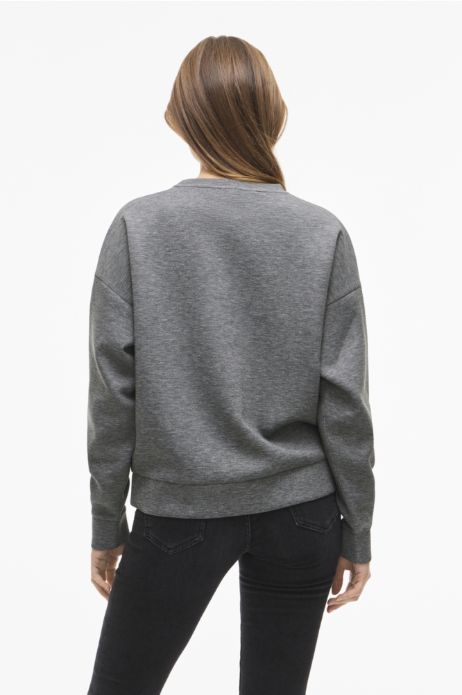 Vila grijze dames sweater | Model achteraanzicht