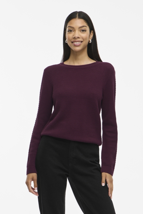 Vila bordeaux dames trui | Model vooraanzicht