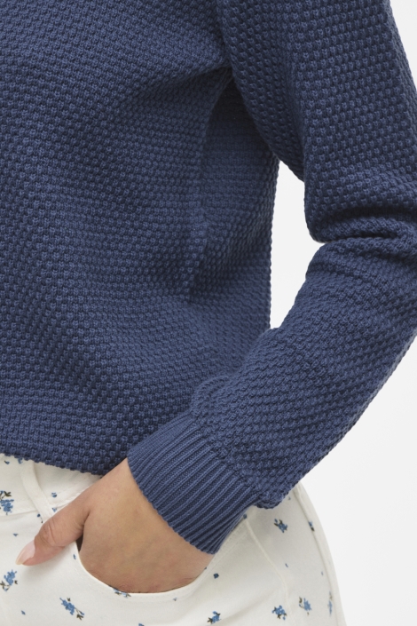 Vila blauwe dames trui | Close up