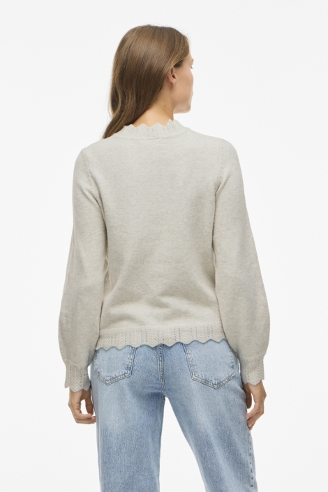 Vila ecru dames trui | Model achteraanzicht