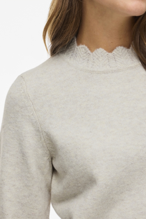 Vila ecru dames trui | Close up