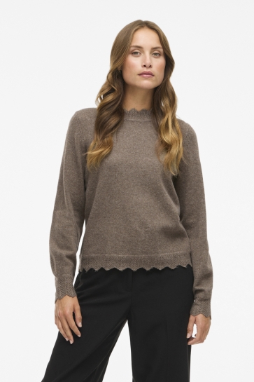 Vila vinikolina o-neck l/s knit top - no Camel