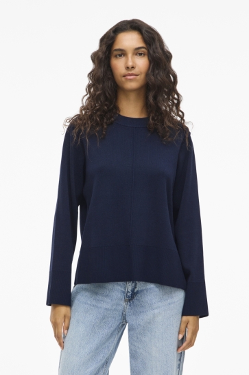 Vila Trui VIOSTRIA O-NECK L/S KNIT TOP-NOOS 14102628 NAVY BLAZER