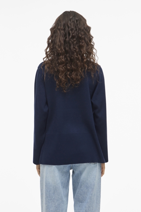 Vila blauwe dames trui | Model achteraanzicht