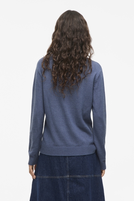 Vila blauwe dames trui | Model achteraanzicht