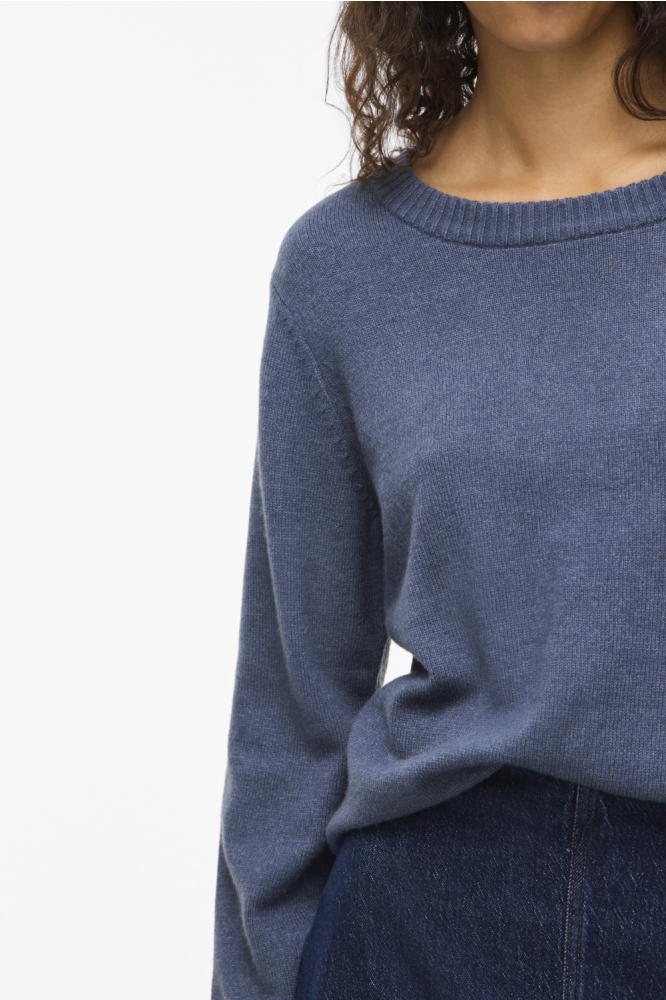 Vila blauwe dames trui | Close up