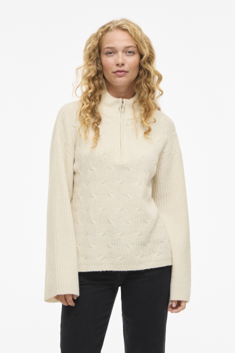 Vila beige dames trui | Model vooraanzicht