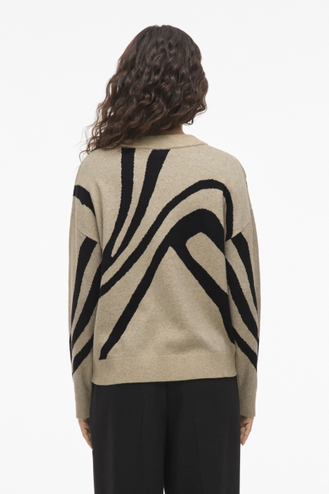 Vila beige dames trui | Model achteraanzicht