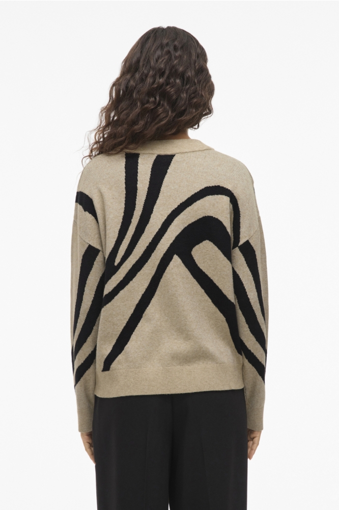 Vila beige dames trui | Model achteraanzicht