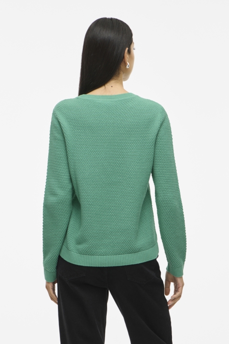 Vila groene dames trui | Model achteraanzicht
